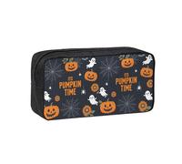 SDEGTHO Its Pumpkin Time(1) Printed Pencil Organizer Roomy Zip Bag Durable Polyester Storage Pouch for Students Artists Work Travel