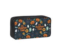 SDEGTHO Its Pumpkin Time Printed Pencil Organizer Roomy Zip Bag Durable Polyester Storage Pouch for Students Artists Work Travel
