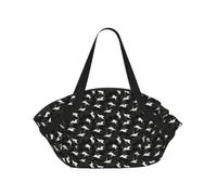 SDEGTHO Japanese Crane & Pine Stylish Printed Round Picnic Blanket Tote, 2-in-1 Waterproof Mat for Camping & Outdoor Activities