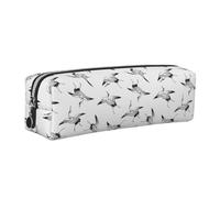 SDEGTHO Japanese Crane Print Leather Pencil Case for Students, Simple Pen Bag for Boys Girls Small Zipper Pouch for School Supplies, Markers, Makeups, Coins