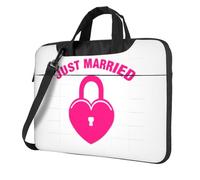 SDEGTHO Just Married Print Multi-Pocket Laptop Bag Shoulder Crossbody Case Shockproof Computer Briefcase For Sports