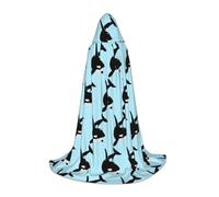 SDEGTHO Killer Whale Dolphin Ocean Halloween Party Costume Hooded Cape For Teens Witch Vampire Wizard Masquerade Ball Cosplay Gear