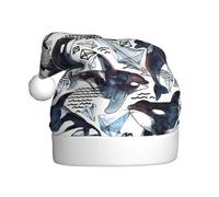 SDEGTHO Killer Whale Printing 1 Pcs Christmas Knitted Santa Hats Elf Hat Crochet Christmas Beanie Xmas Party Caps For Adults Women Men