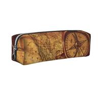 SDEGTHO Law of The Compass Navigation Print Leather Pencil Case for Students, Simple Pen Bag for Boys Girls Small Zipper Pouch for School Supplies, Markers, Makeups, Coins