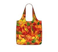 SDEGTHO Leaf Print Packable Grocery Shopper Reusable Tote 25l Polyester Shoulder Bag Modern Holiday Gift