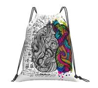 SDEGTHO Left And Right Brain Printed Drawstring Backpack Gym Bag, Lightweight Water-Resistant Sports Backpack For Men Women, Yoga, Running, Workout