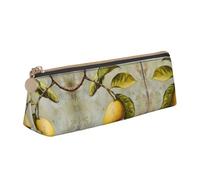 SDEGTHO Lemon Fruit Fashion Triangular Leather Zipper Pencil Pouch With Large Storage Capacity Pencil Pouch, White, One Size, Art Deco