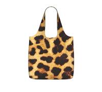 SDEGTHO Leopard Skin Pattern Printed Foldable Grocery Bag, 25L Reusable Shopping Tote, Lightweight Bag for Travel Daily Use