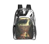 SDEGTHO Library Bookshelf Book Printed Clear Backpack with Top Handle, Transparent Bag for Concerts Festivals Women Daily