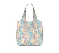 SDEGTHO Lisbon Tiles Print Packable Grocery Shopper Reusable Tote 25l Polyester Shoulder Bag Modern Holiday Gift