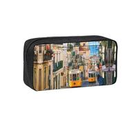 SDEGTHO Lisbon Tram Printed Spacious Pencil Bag, Oxford Cloth Pen Pouch Holds 50+, for Students Artists Writers