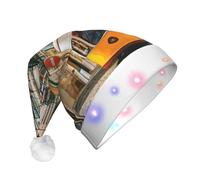 SDEGTHO Lisbon Tram Santa Hat Light Up Christmas With Led Lights Flashing For Adults