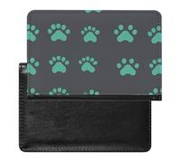 SDEGTHO Little Green Dog Paw Pattern Travel Document Protector Sleeve, Passport Holder Cover for International Trips and Vacations