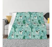 SDEGTHO Llama Alpaca Green Printing Ultra Soft Micro Fleece Anti Pilling Flannel Sofa Blanket For Camping Travel