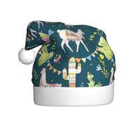 SDEGTHO Llama Animal Alpaca Tropical Cactus Printing 1 Pcs Christmas Knitted Santa Hats Elf Hat Crochet Christmas Beanie Xmas Party Caps For Adults Women Men