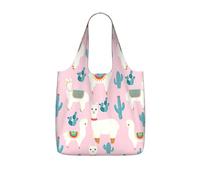 SDEGTHO Llama Cactus Printed Foldable Grocery Bag, 25L Reusable Shopping Tote, Lightweight Bag for Travel Daily Use
