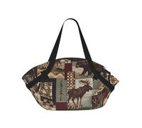 SDEGTHO Lodge Bear Deer Printed Large Tote Bag and Picnic Mat, Snap-Close Foldable 2-in-1 for Beach Travel or Picnic