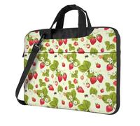 SDEGTHO Lovely Strawberry Print Multi-Pocket Laptop Bag Shoulder Crossbody Case Shockproof Computer Briefcase For Sports