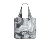 SDEGTHO Luxury Marble Print Packable Grocery Shopper Reusable Tote 25l Polyester Shoulder Bag Modern Holiday Gift