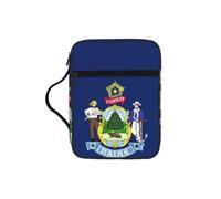 SDEGTHO Maine State Flag Printed Protective Bible Case, Water Resistant Oxford Carrier, Religious Stationery Organizer