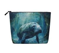 SDEGTHO Manatee Animals Versatile Travel Bag Makeup Bag Large Capacity Cosmetic Pouch Zipper Bag Toiletry Bag, Black, One Size