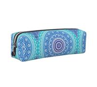 SDEGTHO Mandala Pattern Gradient Printed Leather Zipper Pencil Case for Students, Multi Purpose Pen Pouch for Kids Small Makeup Bag for Pens, Pencils, Markers