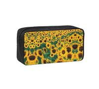 SDEGTHO Many Beautiful Sunflowers Printed Spacious Pencil Bag, Oxford Cloth Pen Pouch Holds 50+, for Students Artists Writers