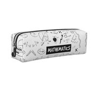 SDEGTHO Mathematics Print Print Leather Pencil Case for Students, Simple Pen Bag for Boys Girls Small Zipper Pouch for School Supplies, Markers, Makeups, Coins