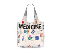 SDEGTHO Medical Theme Print Packable Grocery Shopper Reusable Tote 25l Polyester Shoulder Bag Modern Holiday Gift