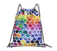 SDEGTHO Mermaid Fish Scale Printed Drawstring Backpack Gym Bag, Lightweight Water-Resistant Sports Backpack For Men Women, Yoga, Running, Workout