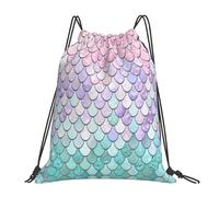 SDEGTHO Mermaid Pastel Pink Purple Aqua Tea Printed Drawstring Backpack Gym Bag, Lightweight Water-Resistant Sports Backpack For Men Women, Yoga, Running, Workout