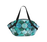 SDEGTHO mermaid Printed Large Tote Bag and Picnic Mat, Snap-Close Foldable 2-in-1 for Beach Travel or Picnic