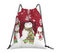 SDEGTHO Merry Christmas Cute Snowman Printed Drawstring Backpack Gym Bag, Lightweight Water-Resistant Sports Backpack For Men Women, Yoga, Running, Workout