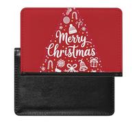 SDEGTHO Merry Christmas Tree Star Snowflake Gift Bell Stocking Candy Cane Hat Travel Document Protector Sleeve, Passport Holder Cover for International Trips and Vacations