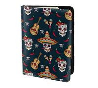 SDEGTHO Mexican Skull Printing Passport Holder Cover Wallet Cowhide Card Case Travel Must Have Accessories for Women Men