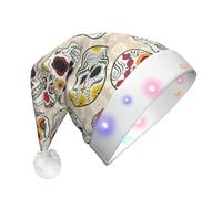 SDEGTHO Mexican Skull1 Santa Hat Light Up Christmas With Led Lights Flashing For Adults