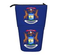 SDEGTHO Michigan State Flag Cute Telescopic Pencil Case,Students Pen Holder,Stationery Storage for School College Supplies