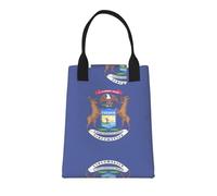 SDEGTHO Michigan State Flag Reusable Paper Bag For Office Workers, Suitable For Picnic, Travel, More