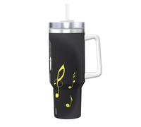 SDEGTHO Microphone With Music Notes 40 Oz Ice Bully With Handle And Straw Made Of Stainless Steel, Double Wall Insulated With Lid