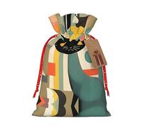 SDEGTHO Mid-Century Modern Art Cat 1pcs Durable Material Tote Bag 4.7x 6.9in With Drawstring Choice For Halloween Stylish Gift