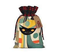 SDEGTHO Mid-Century Modern Art Cat 1pcs Durable Material Tote Bag 4.7x 6.9in With Drawstring Choice For Halloween Stylish Gift