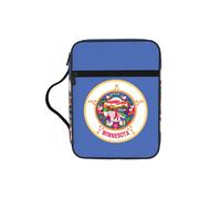 SDEGTHO Minnesota State Flag Printed Protective Bible Case, Water Resistant Oxford Carrier, Religious Stationery Organizer