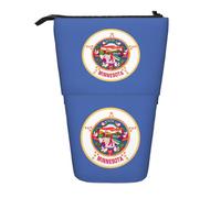 SDEGTHO Minnesota State Flag Standing Pencil Case,Cute Stand Up Pencils Pouch,Telescopic Pen Pouches,Portable Pens Holder, Black, One Size, Fashion
