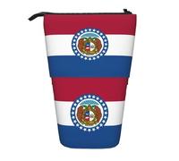 SDEGTHO Missouri State Flag Standing Pencil Case,Cute Stand Up Pencils Pouch,Telescopic Pen Pouches,Portable Pens Holder, Black, One Size, Fashion