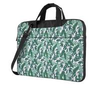 SDEGTHO Mixed Tropical Leaves Plain Print Multi-Pocket Laptop Bag Shoulder Crossbody Case Shockproof Computer Briefcase For Sports