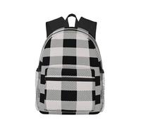 SDEGTHO Monochrome Plaid Lightweight Casual Backpack Water Resistant Daypack For School Work Hiking Camping