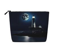 SDEGTHO Moonlight Lighthouse Versatile Travel Bag Makeup Bag Large Capacity Cosmetic Pouch Zipper Bag Toiletry Bag, Black, One Size