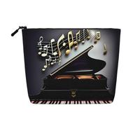 SDEGTHO Music Note Pianos Versatile Travel Bag Makeup Bag Large Capacity Cosmetic Pouch Zipper Bag Toiletry Bag, Black, One Size