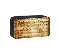 SDEGTHO Music Note Print Printed Pencil Organizer Roomy Zip Bag Durable Polyester Storage Pouch for Students Artists Work Travel