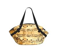 SDEGTHO Music Note Print Stylish Printed Round Picnic Blanket Tote, 2-in-1 Waterproof Mat for Camping & Outdoor Activities